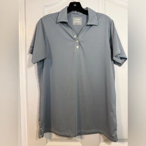 OOBE Women's Hydro Chill Blue Striped Short Sleeve Polo Large